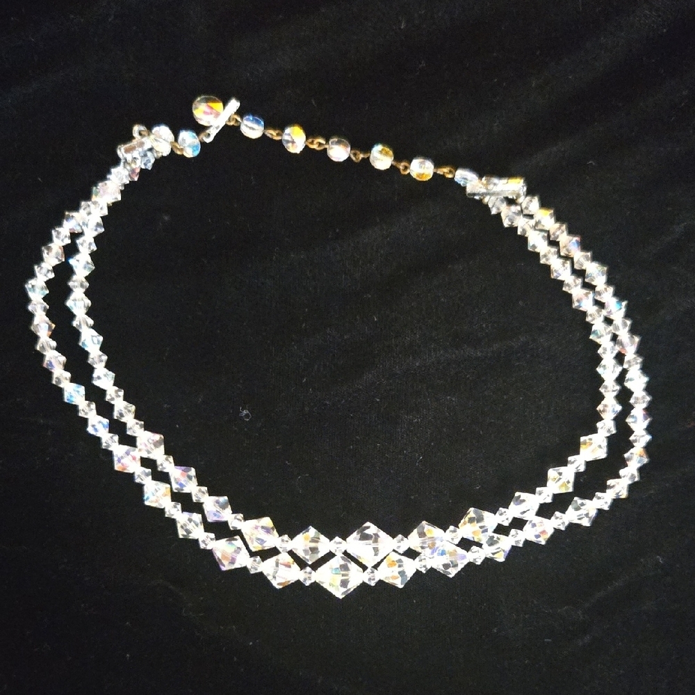 Vintage 1950's Vintage Aurora Borealis Glass Bead Necklace